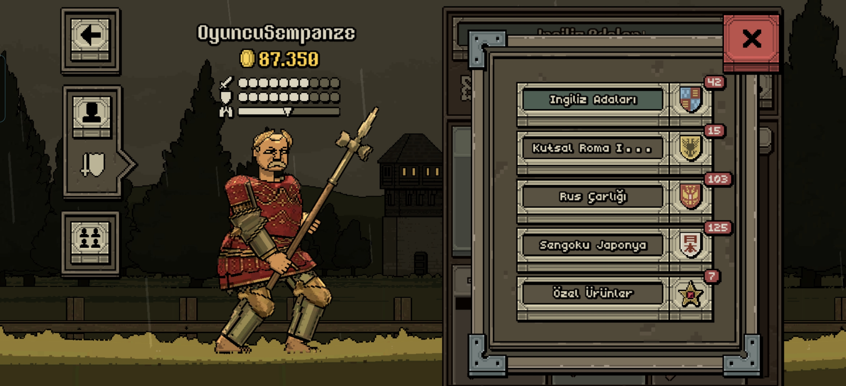 Bloody Bastards oyunundaki medeniyet seçimi ekranı